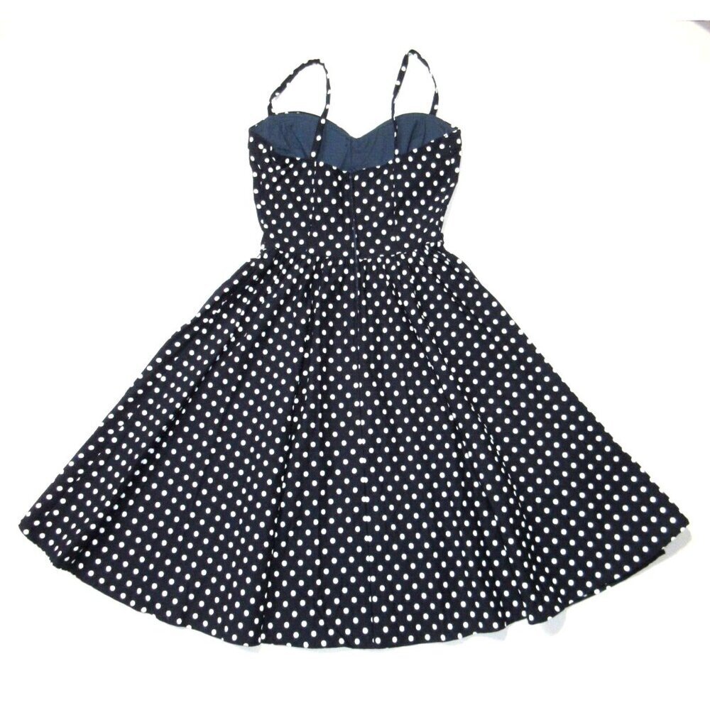 NWT Stop Staring! Summertime Swing Dress in Navy Polka Dot Rockabilly Pinup L - Picture 4 of 5